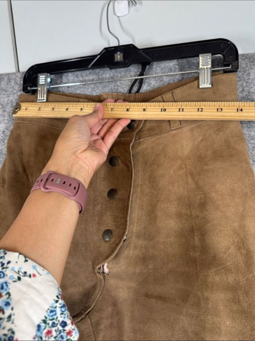 Vintage Brown Suede High Waisted Flare Pants Bell Bottom Boho Western Festival - Picture 4 of 16